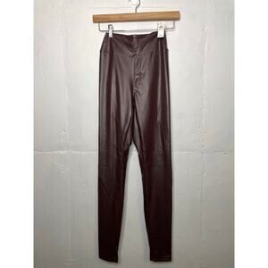 NEW Offline by Aerie SMALL Real Luxe Faux Leather High Waist Legging Dark Brown